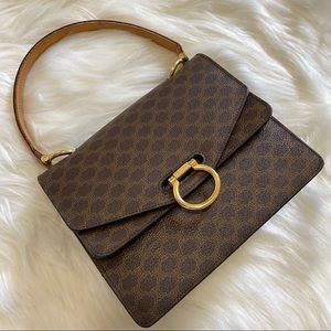 Celine Brown Satchel with Gold Accents